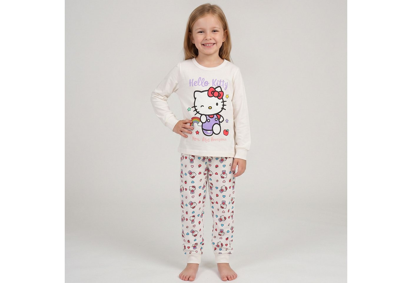 Sarcia.eu Pyjama Hello Kitty BAUMWOLL-Mädchenpyjama, Langarmshirt + lange Hose – Bild 5 von 5