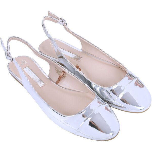 Sarcia.eu Silberfarbene, glänzende Ballerinas leicht weiche Inneneinlage 38 EU Ballerina
