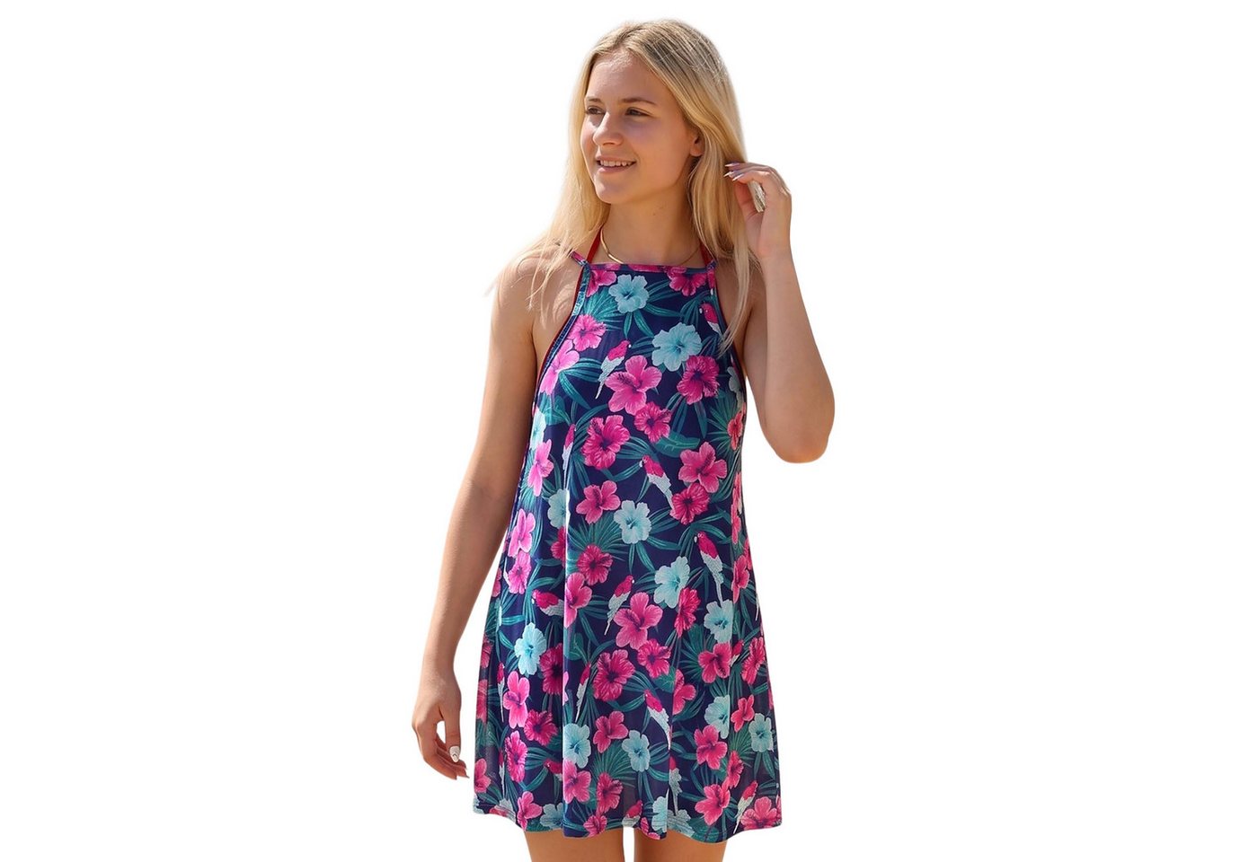 Sarcia.eu Tunikakleid Strandkleid mit Blumenmuster, luftiges Sommerkleid, 100 % Viskose – Bild 2 von 5