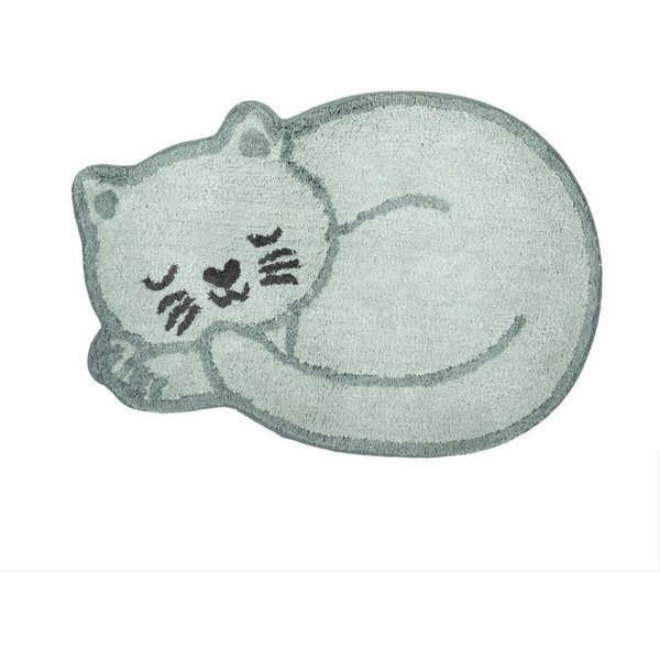 Sass & Belle Badematte Schlafende Katze, Höhe 10 mm, rutschhemmend beschichtet, weich, Baumwolle, Kater, Mietze, ca. 60 x 43 cm