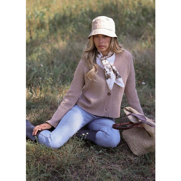 SASSYCLASSY Cardigan Gerippter Cardigan mit V-Ausschnitt für Damen Strickjacke mit markanter Knopfleiste und weiten Ärmeln