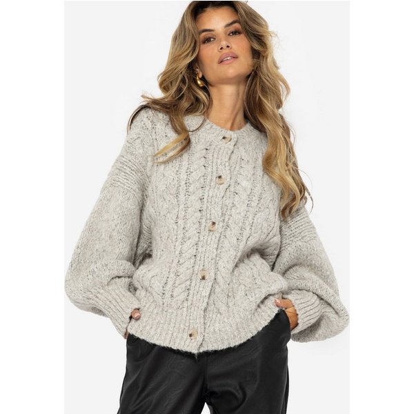 SASSYCLASSY Cardigan Oversize Strickjacke Damen mit Zopfmuster Elegant Lässiger Cardigan aus hochwertigem Strickmaterialien Made in Italy