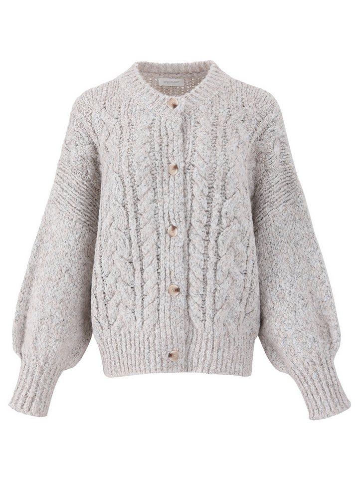 SASSYCLASSY Cardigan Oversize Strickjacke Damen mit Zopfmuster Elegant Lässiger Cardigan aus hochwertigem Strickmaterialien Made in Italy – Bild 2 von 5