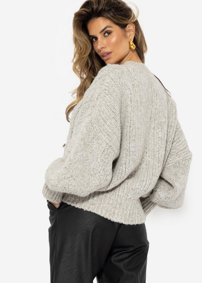 SASSYCLASSY Cardigan Oversize Strickjacke Damen mit Zopfmuster Elegant Lässiger Cardigan aus hochwertigem Strickmaterialien Made in Italy – Bild 5 von 5