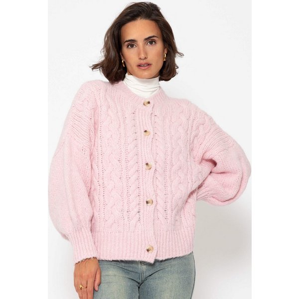 SASSYCLASSY Cardigan Oversize Strickjacke Damen mit Zopfmuster Elegant Lässiger Cardigan aus hochwertigem Strickmaterialien Made in Italy