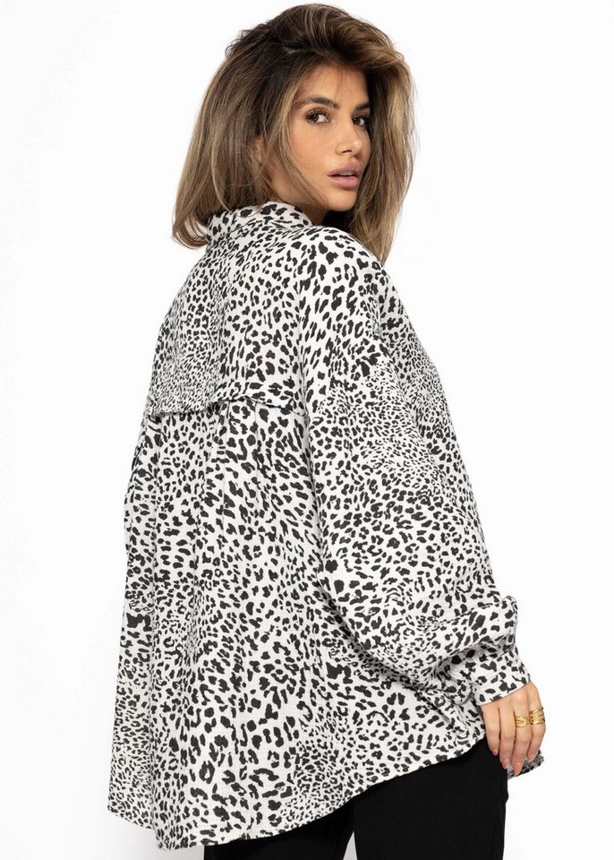 SASSYCLASSY Longbluse Musselin Bluse mit hellen Streifen für Damen Baumwollbluse im Oversized Fit mit Kent Kragen – Bild 4 von 5