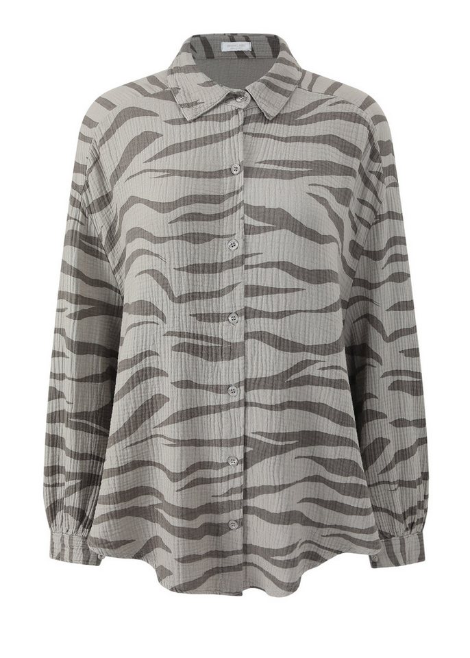 SASSYCLASSY Longbluse Musselin Bluse mit hellen Streifen für Damen Baumwollbluse im Oversized Fit mit Kent Kragen – Bild 2 von 5