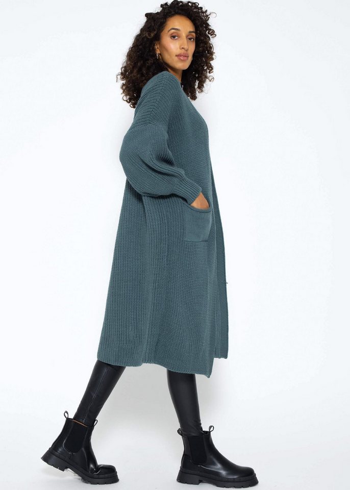 SASSYCLASSY Longstrickjacke Oversize Strickjacke Damen lang Elegant Winter Lässiger Maxi Cardigan aus weichem Grobstrick mit Ballonärmeln – Bild 5 von 5