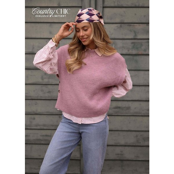 SASSYCLASSY Pullunder Strickpullunder mit Seitlichenknöpfen für Damen Locker geschnittener Damenweste aus Rippstrick in Taupe