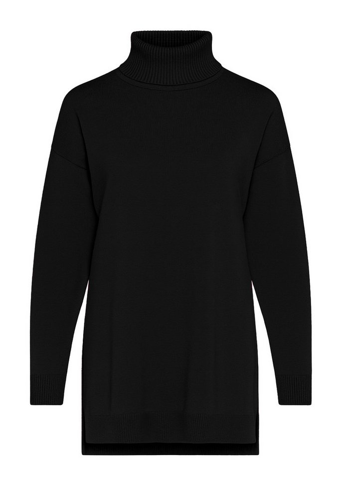 SASSYCLASSY Rollkragenpullover Oversize Rollkragenpullover für Damen Moderner Pullover mit langen Seitenschlitzen Offwhite Pink Schwarz – Bild 2 von 5