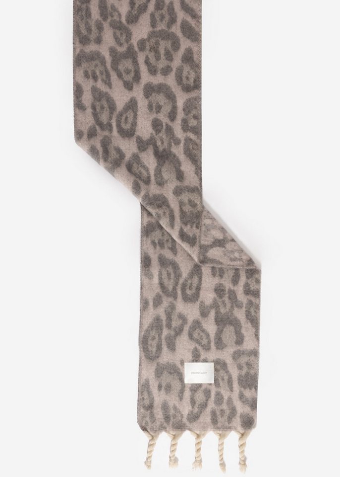 SASSYCLASSY Schal Schal Damen mit Leo-Print elegant, Warmer langer Schal im Leoprint Grau Offwhite Burgundy Braun Camel – Bild 4 von 4