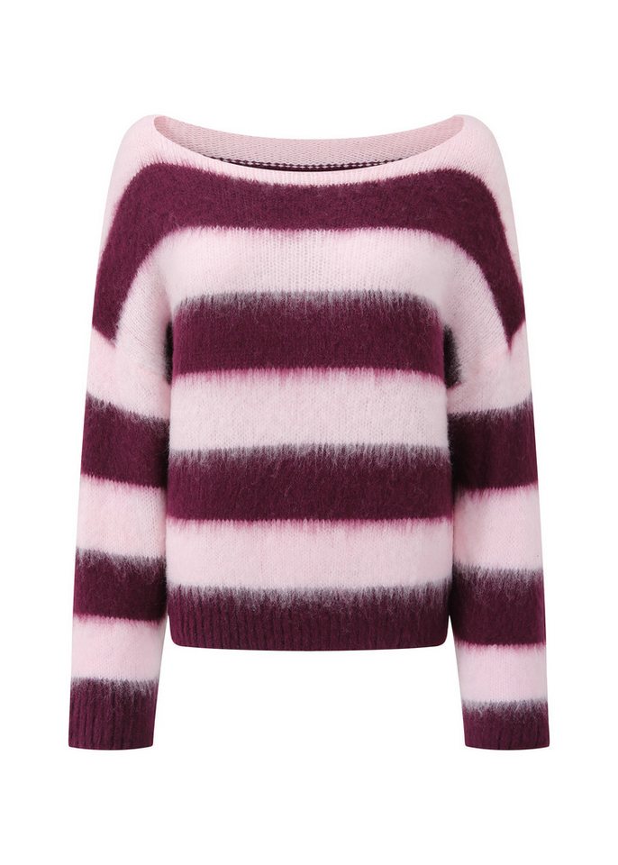 SASSYCLASSY Strickpullover Gestreifter Pullover für Damen Weicher Strickpullover mit U-Boot Ausschnitt und Strukturmix – Bild 2 von 5