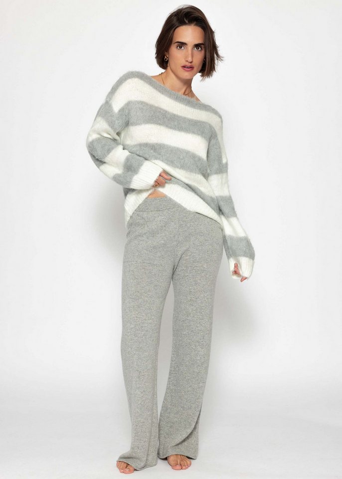 SASSYCLASSY Strickpullover Gestreifter Pullover für Damen Weicher Strickpullover mit U-Boot Ausschnitt und Strukturmix – Bild 3 von 5