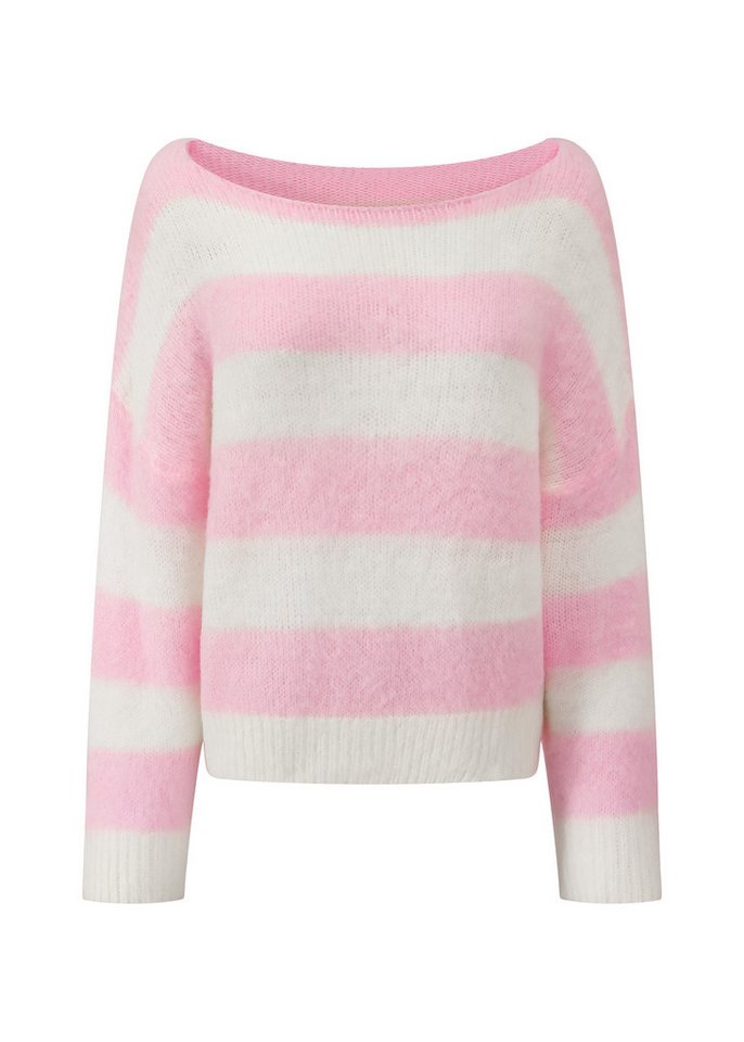 SASSYCLASSY Strickpullover Gestreifter Pullover für Damen Weicher Strickpullover mit U-Boot Ausschnitt und Strukturmix – Bild 2 von 5
