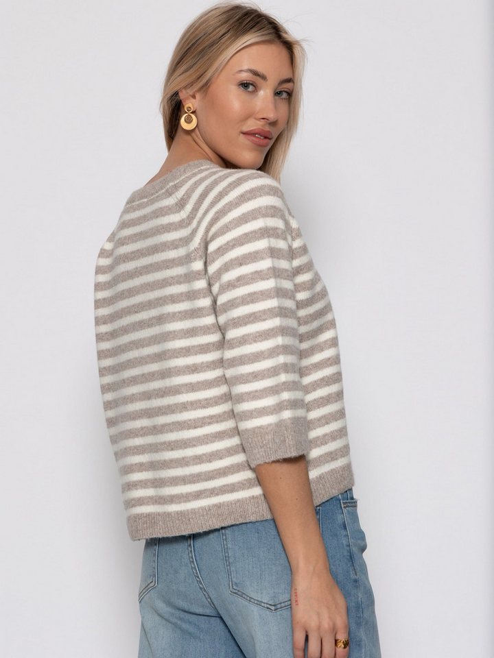SASSYCLASSY Strickpullover Gestreiftes Strickoberteil für Damen Weicher Pullover mit halblangen Ärmeln und Rundhalsausschnitt – Bild 5 von 5