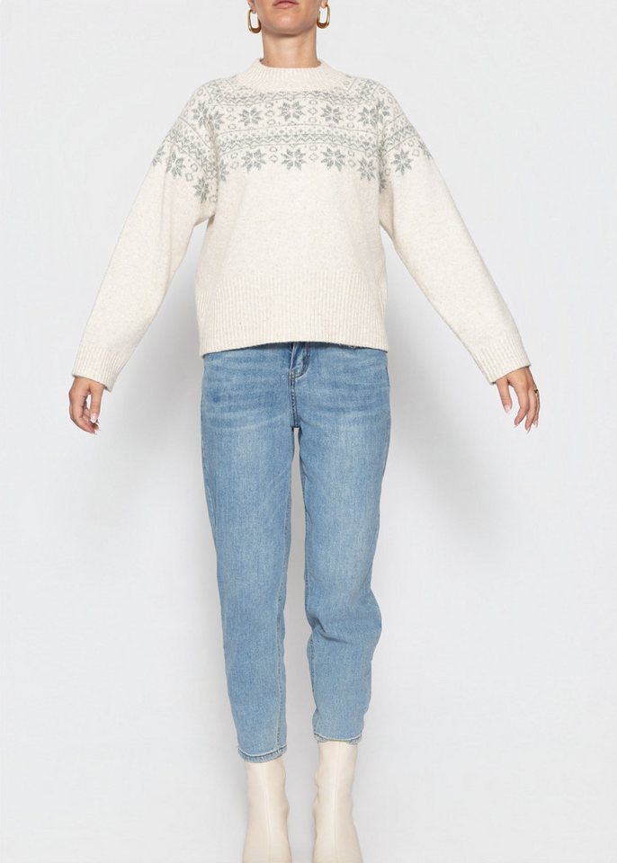 SASSYCLASSY Strickpullover Norweger Pullover für Damen Weicher Strickpullover mit Rundhalsausschnitt in geradem Schnitt – Bild 2 von 5
