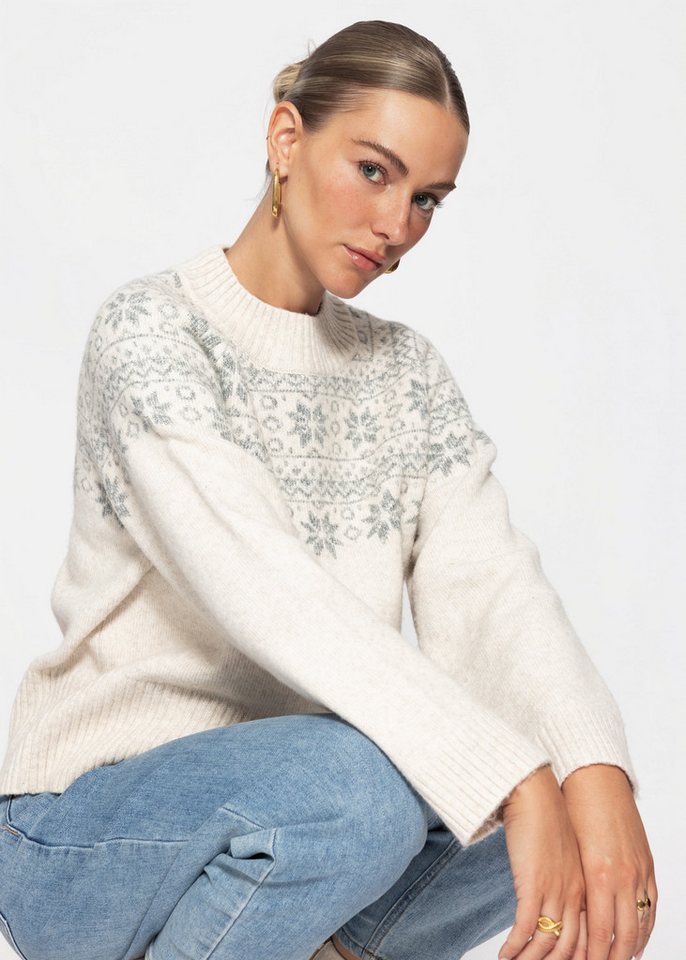 SASSYCLASSY Strickpullover Norweger Pullover für Damen Weicher Strickpullover mit Rundhalsausschnitt in geradem Schnitt – Bild 3 von 5