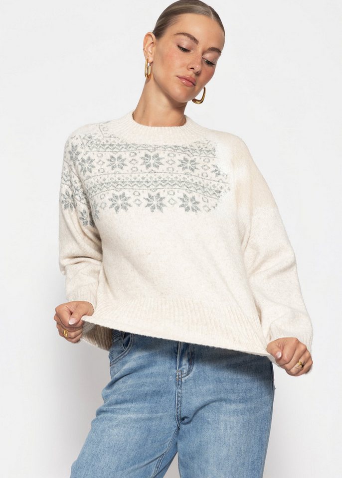 SASSYCLASSY Strickpullover Norweger Pullover für Damen Weicher Strickpullover mit Rundhalsausschnitt in geradem Schnitt – Bild 4 von 5