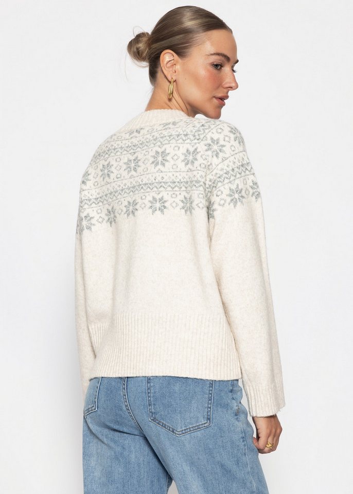SASSYCLASSY Strickpullover Norweger Pullover für Damen Weicher Strickpullover mit Rundhalsausschnitt in geradem Schnitt – Bild 5 von 5