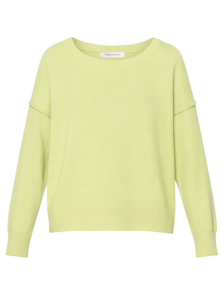 SASSYCLASSY Strickpullover Oversize Baumwoll-Pullover für Damen Pullover mit dekorativen Außennähten im leicht kastigen Schnitt – Bild 2 von 5