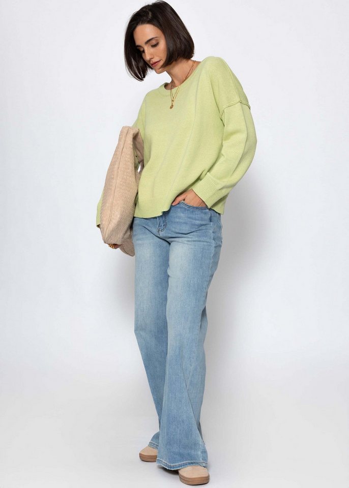 SASSYCLASSY Strickpullover Oversize Baumwoll-Pullover für Damen Pullover mit dekorativen Außennähten im leicht kastigen Schnitt – Bild 4 von 5