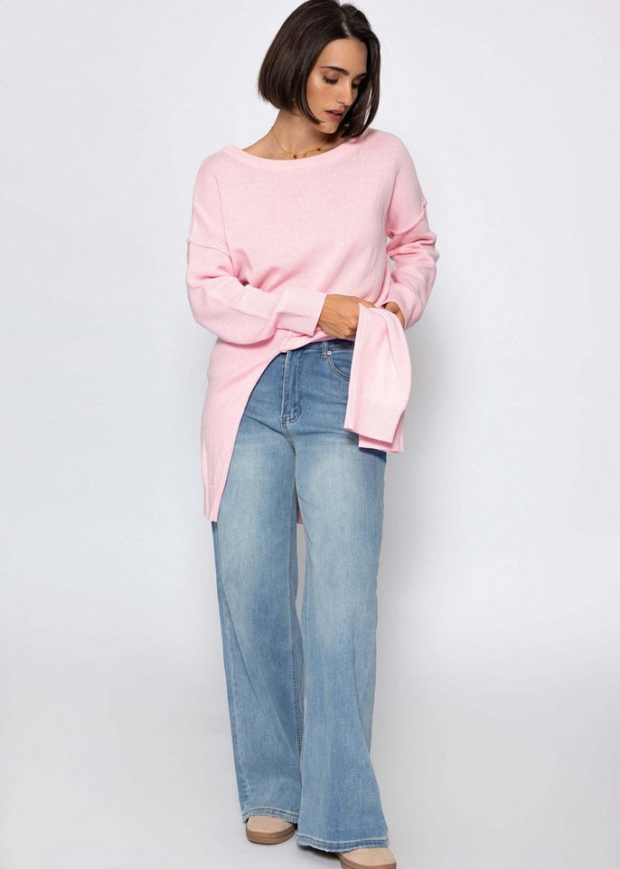 SASSYCLASSY Strickpullover Oversize Baumwoll-Pullover für Damen Pullover mit dekorativen Außennähten im leicht kastigen Schnitt – Bild 5 von 5