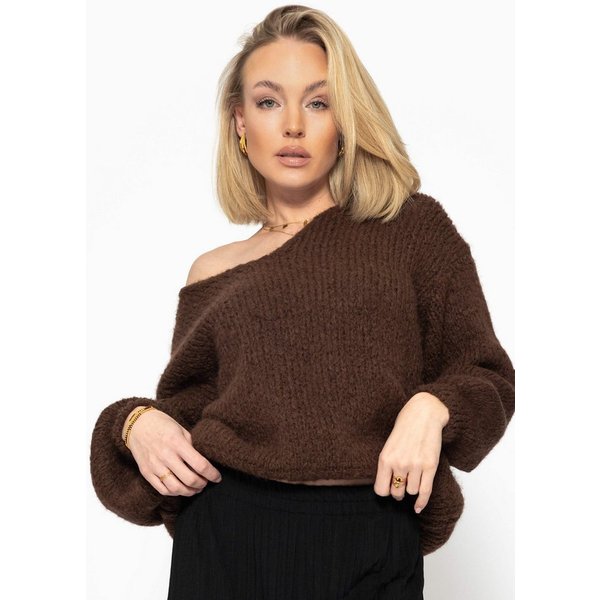 SASSYCLASSY Strickpullover Oversize Pullover mit V-Ausschnitt für Damen Weicher Pullover mit langen Ärmeln und Rippbündchen in Lavendel