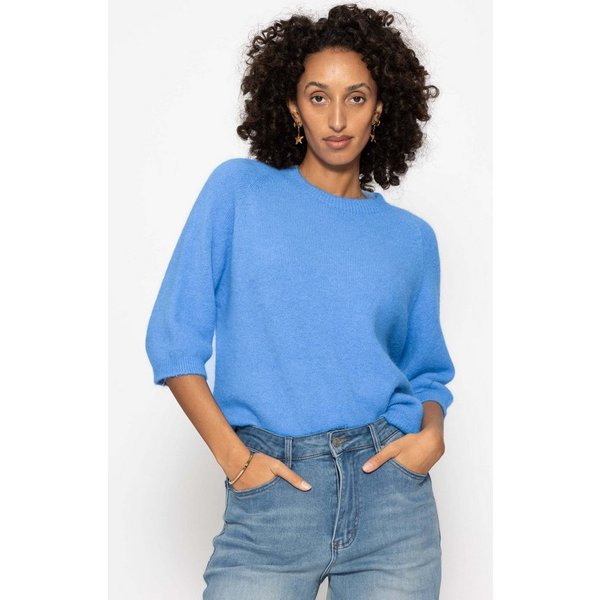 SASSYCLASSY Strickpullover Strickoberteil für Damen Weicher Pullover mit halblangen Ärmeln und Rundhalsausschnitt