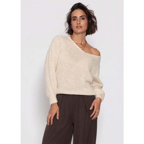 SASSYCLASSY Strickpullover Strickoberteil mit halblangen Ärmeln für Damen Locker geschnittener Damenpullover mit Rundhalsausschnitt in Beere