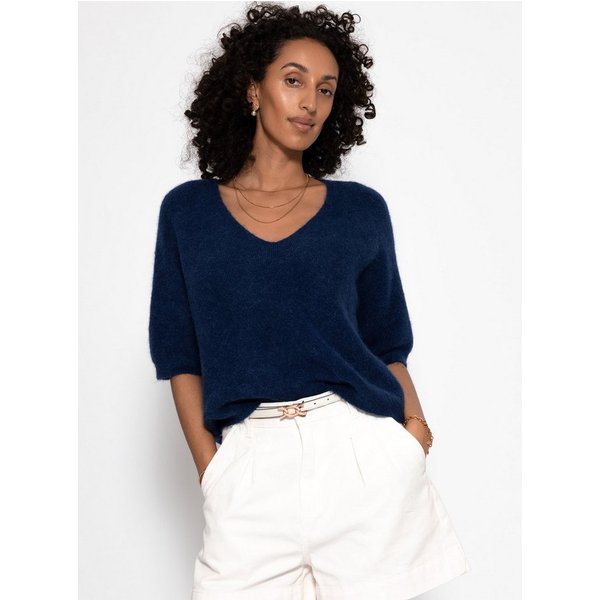 SASSYCLASSY Strickpullover Strickoberteil mit halblangen Ärmeln für Damen 66