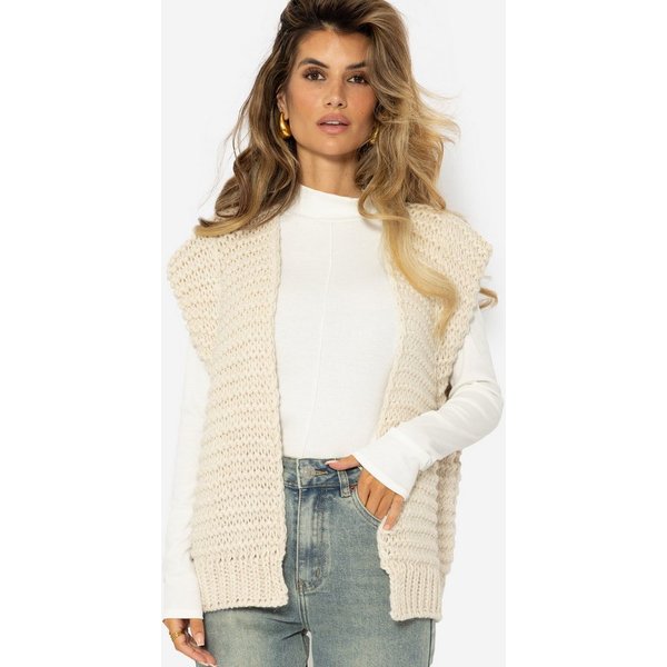 SASSYCLASSY Strickweste Strickweste Damen mit strukturierten Schultern Grobgestrickte ärmellose Strickweste mit betonter Schultersilhouette