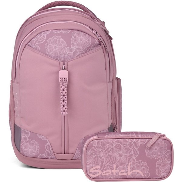 Satch Schulranzen Schulrucksack-Set MATCH Magnolia Dream 2-teilig (2-teilig), Schulranzen, ergonomisch, 30 + 5 Liter, 4 Fächer