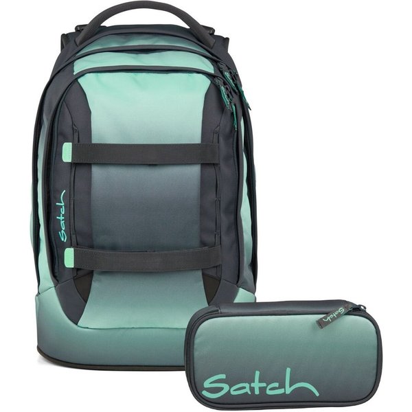 Satch Schulranzen Schulrucksack-Set PACK Gradient Mint 2-teilig (2-teilig), ergonomisch, Your-Size-System: auf Körpergröße anpassbar