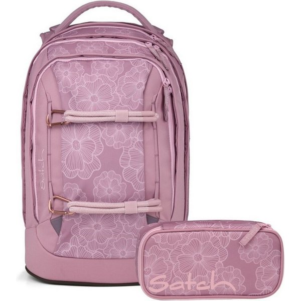 Satch Schulranzen Schulrucksack-Set PACK Magnolia Dream 2-teilig (2-teilig), ergonomisch, Your-Size-System, 5 Fächer
