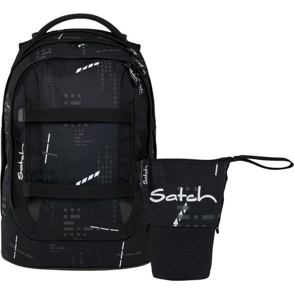Satch Schulranzen Schulrucksack-Set PACK Ninja Matrix 2-teilig (2-teilig), ergonomisch, Your-Size-System: auf Körpergröße anpassbar