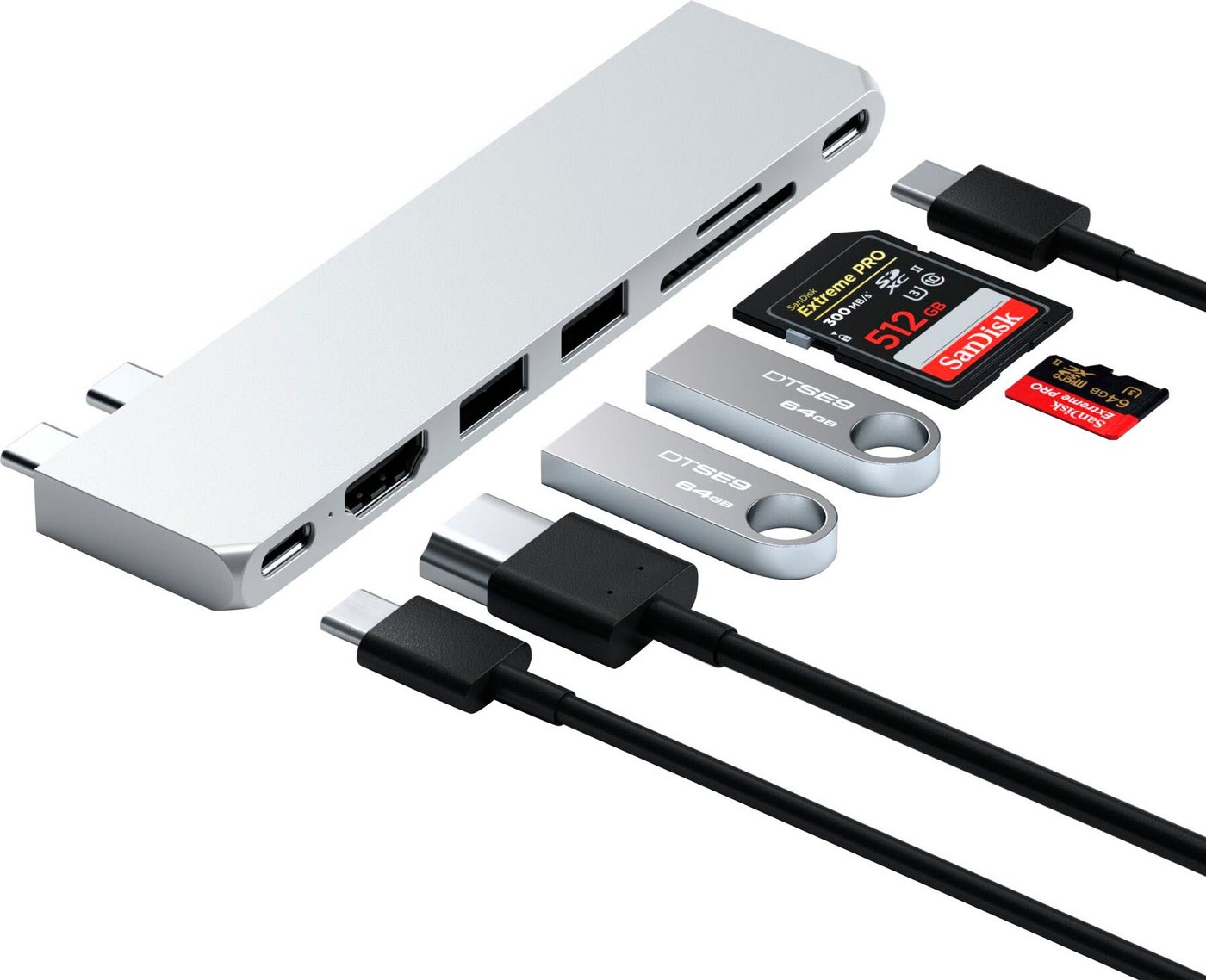 Satechi USB-C Pro Hub Slim Adapter Laptop-Adapter USB-C zu SD-Card, HDMI, USB Typ A, USB Typ C, MicroSD-Card, USB 4.0 – Bild 4 von 5