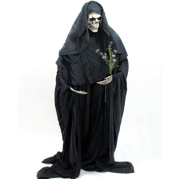 SATISFIRE Dekofigur Halloween Figur Skelett DER TOD formbar H: 160cm Gruseldekoration