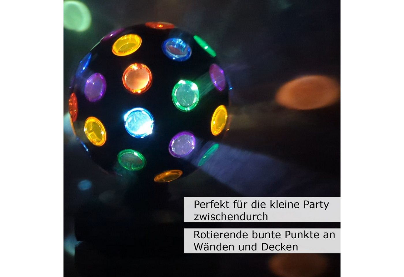 SATISFIRE Discolicht Disco Ball Lichteffekt Kugel Partyeffekt Batterie/USB Strahleneffekt, LED Classic, mehrfarbig / bunt – Bild 5 von 5