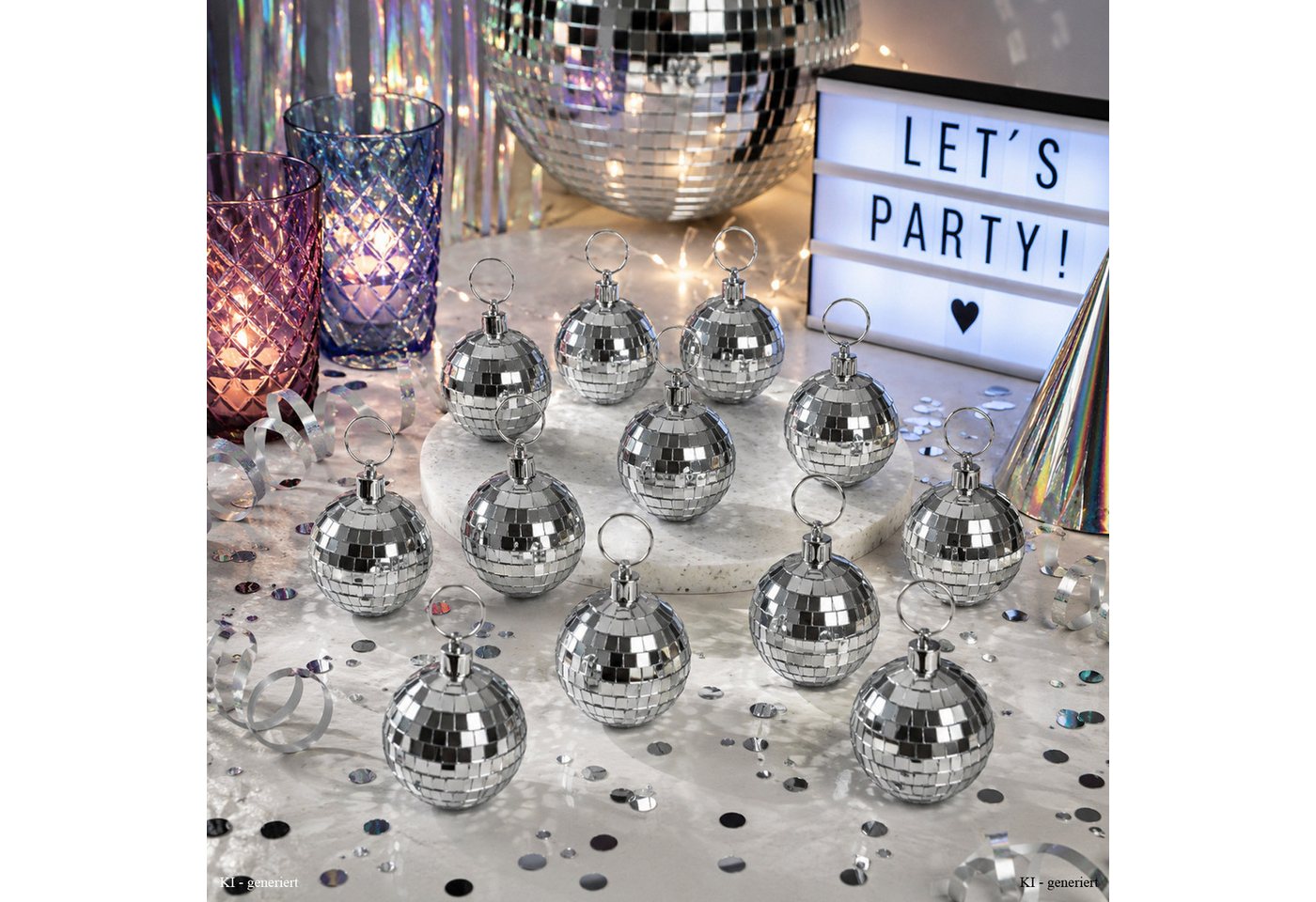 SATISFIRE Discolicht Spiegelkugel 5cm Mini Discokugel coole Party Disko Deko silber 12Stück – Bild 2 von 5