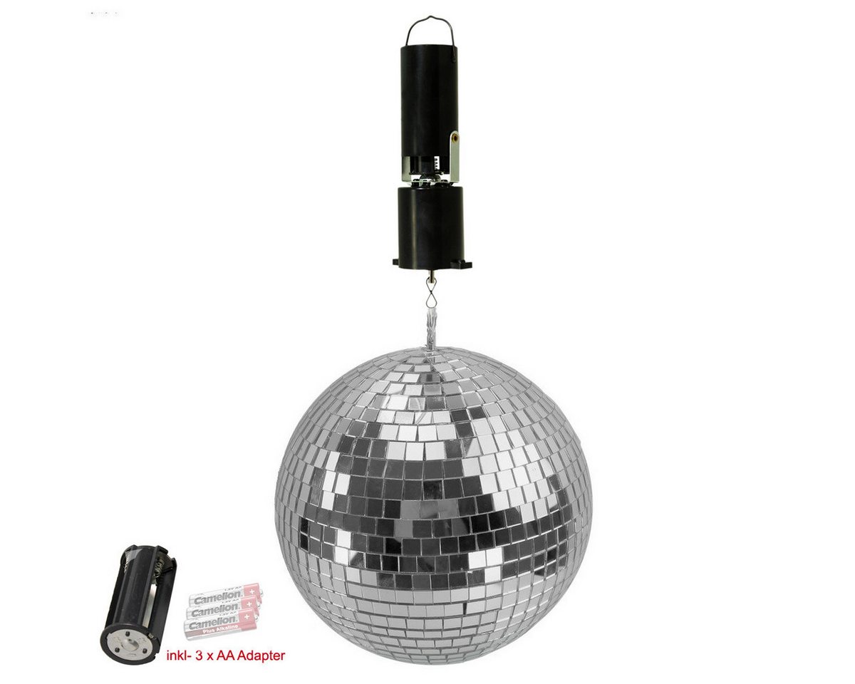 SATISFIRE Discolicht Spiegelkugel Set 20cm Discokugel mit Batteriemotor Partyeffekt Disko – Bild 2 von 5