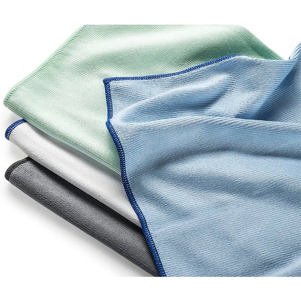 SAUGAUF Set Polier- & Geschirrtücher Mega Glanz auf jedem Glas in 4 Farben Mikrofasertuch (1 SET Tücher mit den Farben Grün, Blau, Grau, Weiß, 1-tlg., 1 SET Tüc