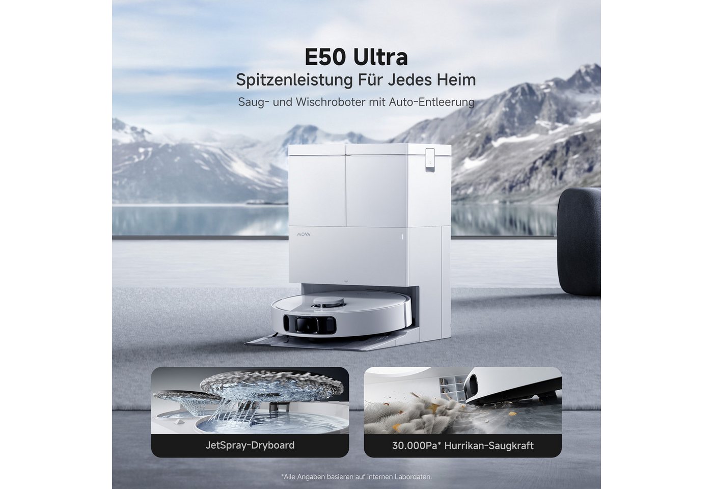 Mova Saugroboter mit Wischfunktion MOVA E50 Ultra, mit Beutel, TurboScrub-Technologie, Auto-Mopptrocknung mit Sprühdüsen – Bild 2 von 5
