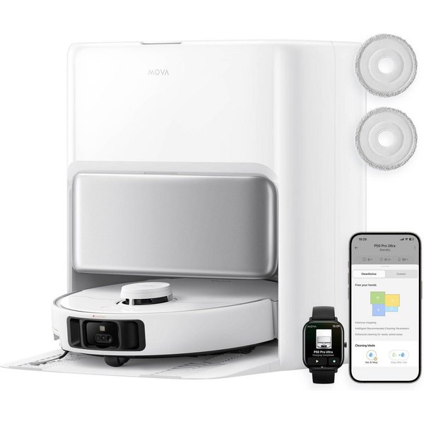 Mova Saugroboter mit Wischfunktion Mova P50 Pro Ultra, 700 W, Vollautomatische Basisstation zum Entleeren des Staubbehälters