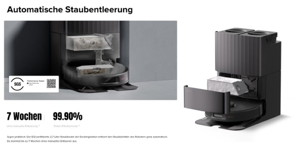 Roborock Saugroboter Roborock Qrevo 5AE mit Wischfunktion, autom. Moppanhebung, 60 W, beutellos, leistungsstarke 12.000 Pa Saugleistung, LDS-Navigationssystem – Bild 4 von 5