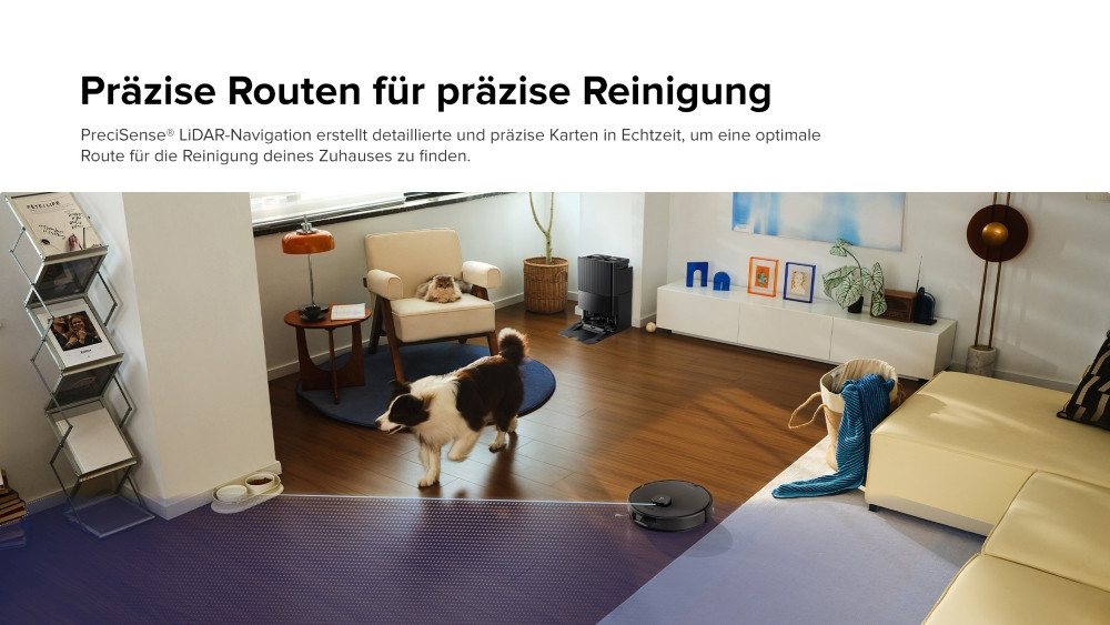 Roborock Saugroboter Roborock Qrevo Edge 5V1 mit Wischfunktion, virtuelle Sperrzonen, 66 W, beutellos, intellig. Software, präzise Raumzuordnung, individ. Reini – Bild 5 von 5