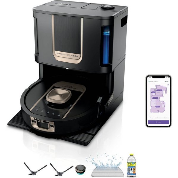 Shark Saugroboter Shark ThermaCharged PowerDetect Saugroboter RV2900XEEU, 650 W, beutellos, beheizte Basisstation verwendet 85°C heißes Wasser und 80°C warme Lu