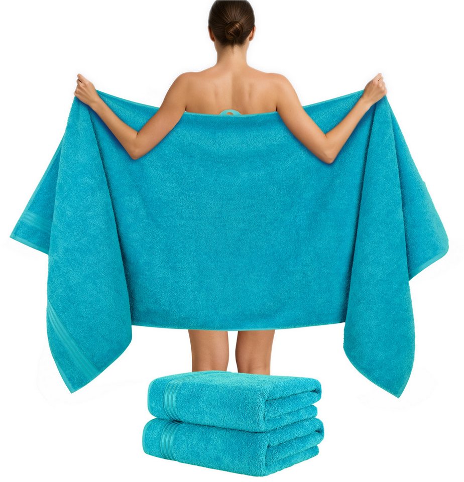 HAMMETEX Saunatuch Hammetex 2er Set extra große Saunatücher, Frottier (Packung, 2-St), 100% Baumwolle – Weich & Saugfähig – Luxuriöse Große Spa-Badetücher – Bild 2 von 5