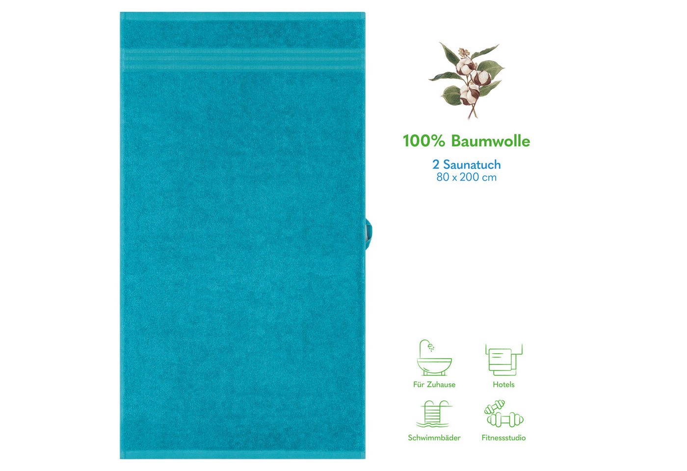 HAMMETEX Saunatuch Hammetex 2er Set extra große Saunatücher, Frottier (Packung, 2-St), 100% Baumwolle – Weich & Saugfähig – Luxuriöse Große Spa-Badetücher – Bild 3 von 5