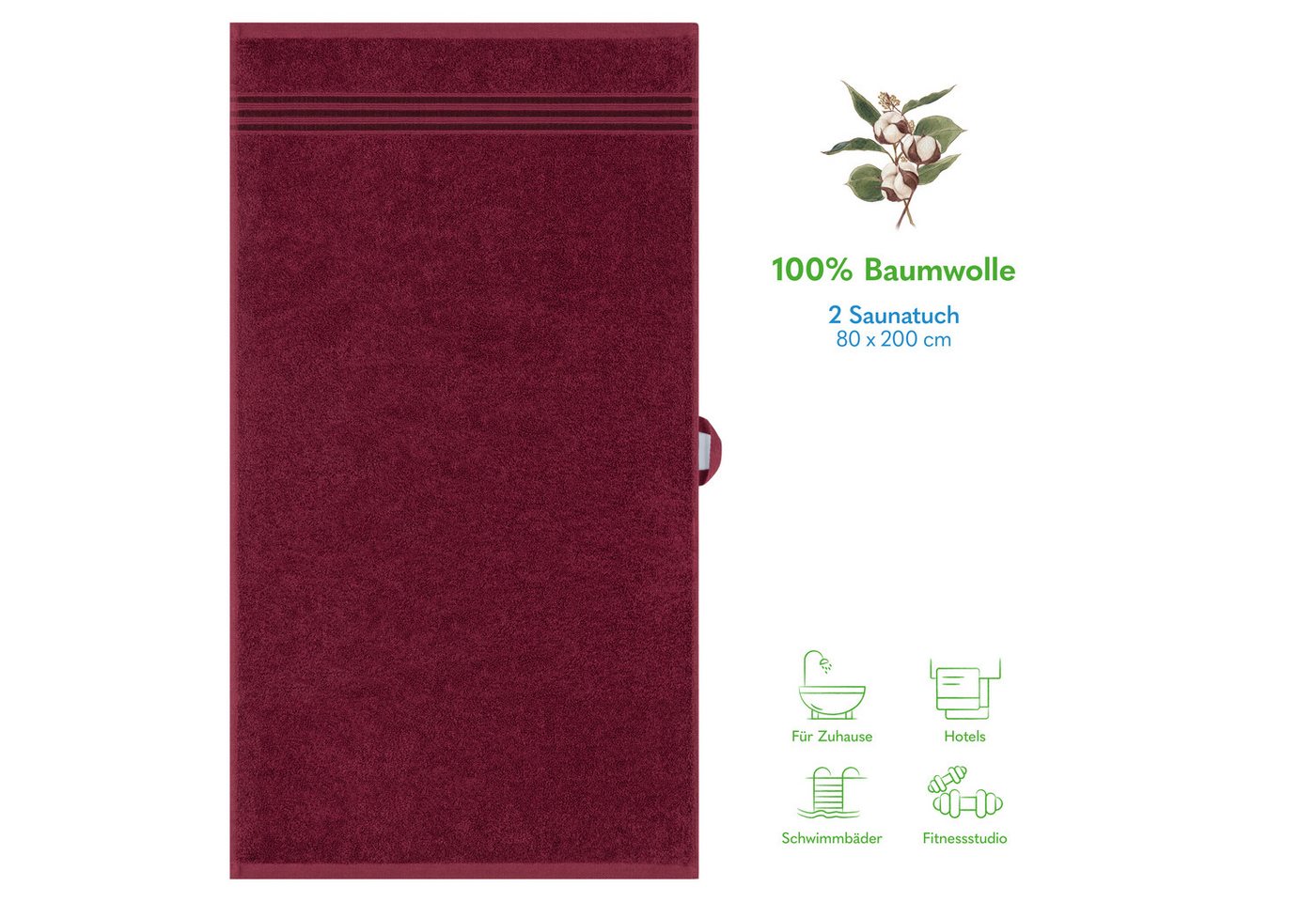 HAMMETEX Saunatuch Hammetex 2er Set extra große Saunatücher, Frottier (Packung, 2-St), 100% Baumwolle – Weich & Saugfähig – Luxuriöse Große Spa-Badetücher – Bild 3 von 5