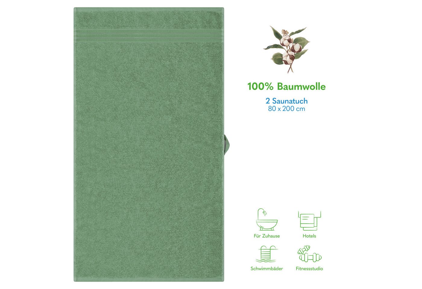 HAMMETEX Saunatuch Hammetex 2er Set extra große Saunatücher, Frottier (Packung, 2-St), 100% Baumwolle – Weich & Saugfähig – Luxuriöse Große Spa-Badetücher – Bild 3 von 5